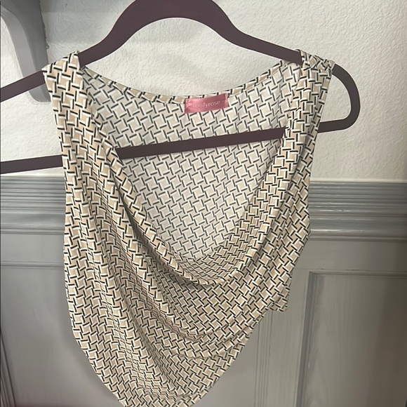 Mistyrose Tops - Chic Drape Front Crop Top - Black and Cream